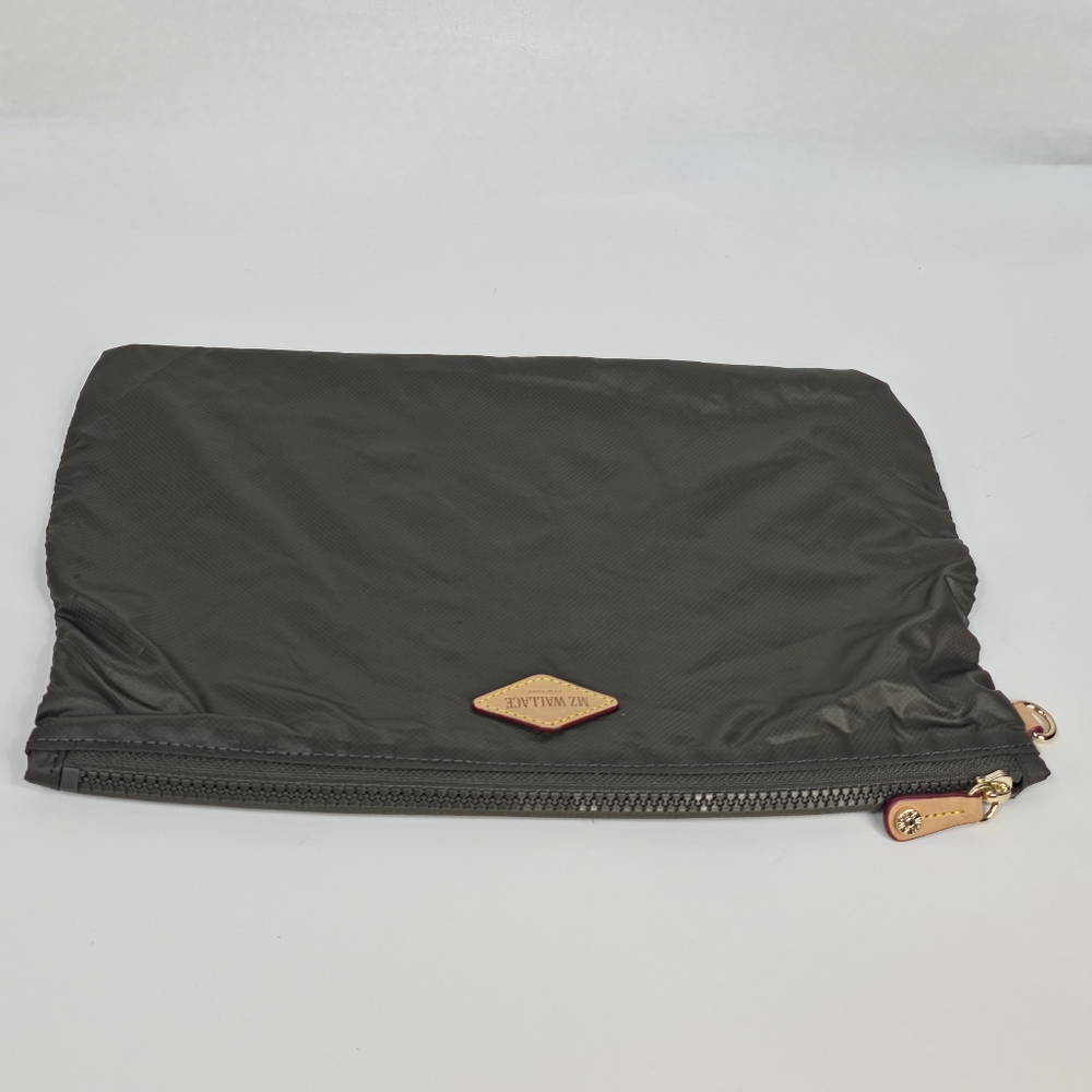 MZ Wallace Bag Insert Accessory Pouch 12"x8" Gray Olive Detachable Zip Case - Picture 5 of 8